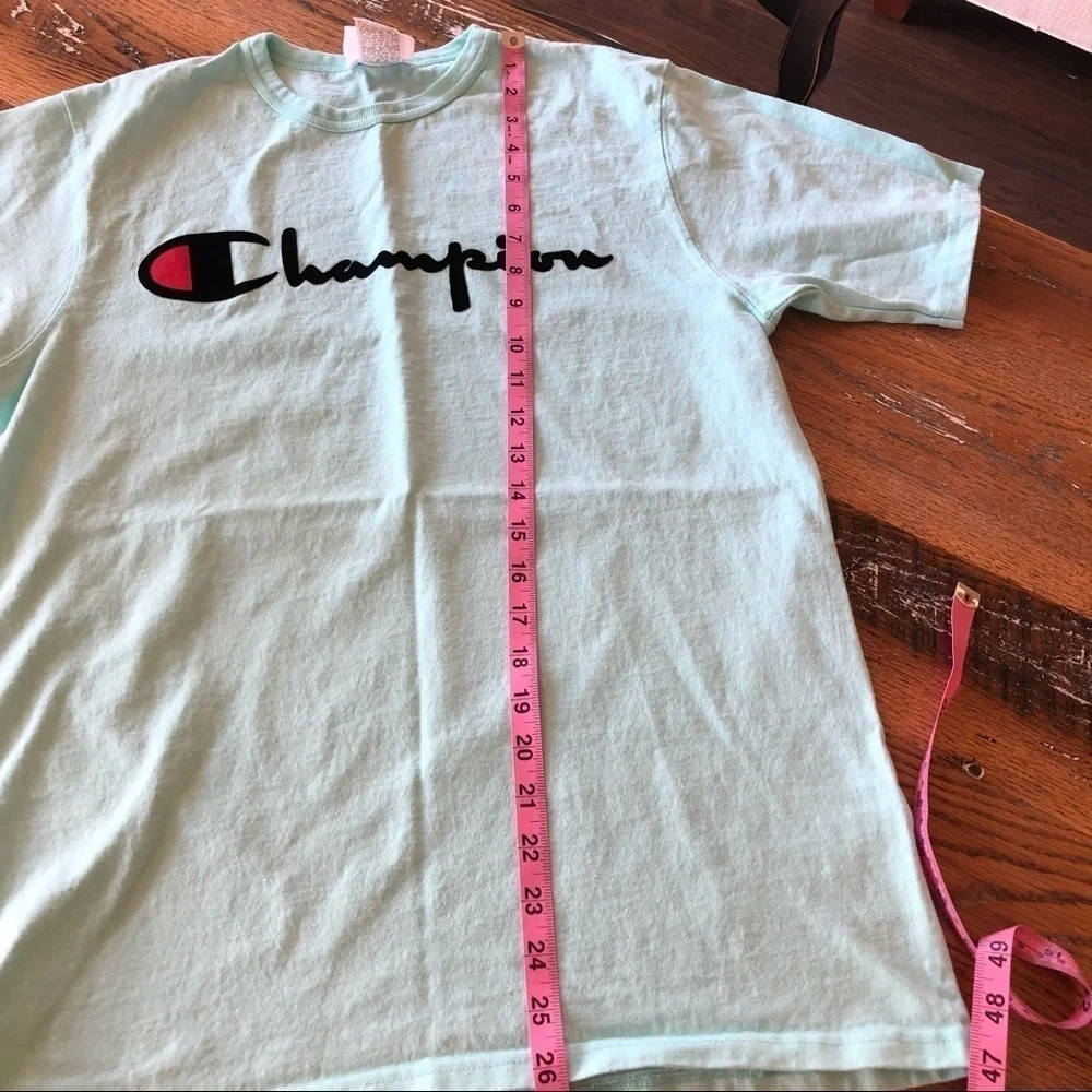 Champion Vintage Flock Print Logo T Shirt Sz M - Picture 12 of 12